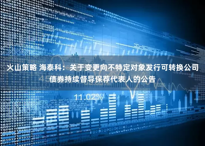 火山策略 海泰科：关于变更向不特定对象发行可转换公司债券持续督导保荐代表人的公告